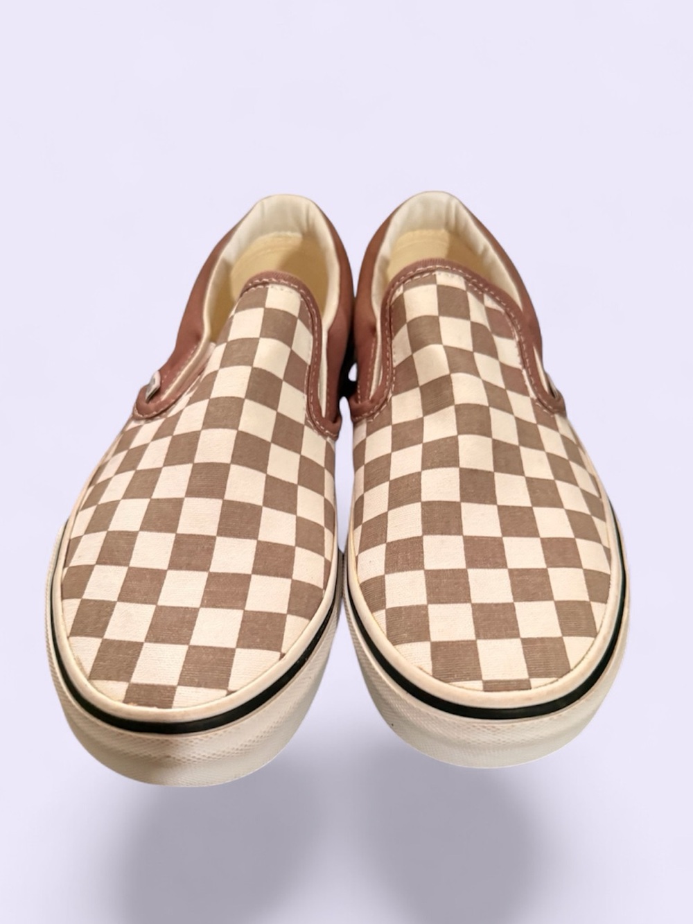 Vans Classic Slip-On Checkerboard Sneakers in Brown & Cream Style VN000D6Y4MG - Picture 2 of 9